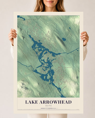 Lake Arrowhead, Maine map print - 24 x 36 archival matte print