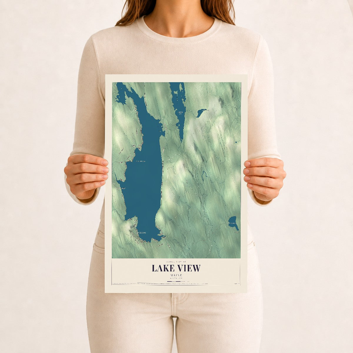 Lake View, Maine map print - 12 x 18 archival matte print