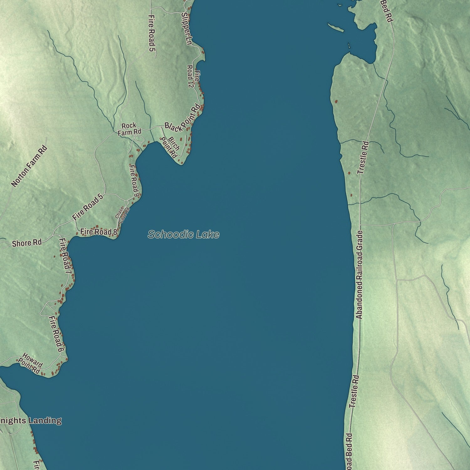 Terrain and local geography detail from the Lake View, Maine map