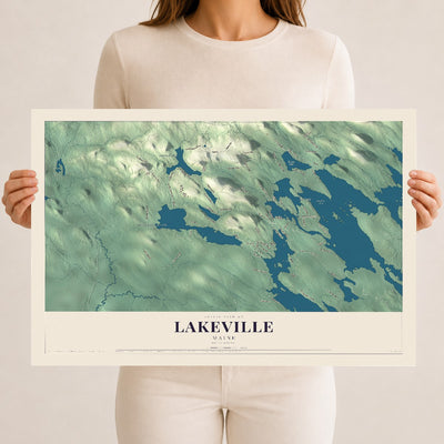 Lakeville, Maine map print - 12 x 18 archival matte print