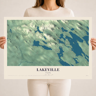 Lakeville, Maine map print - 18 x 24 archival matte print