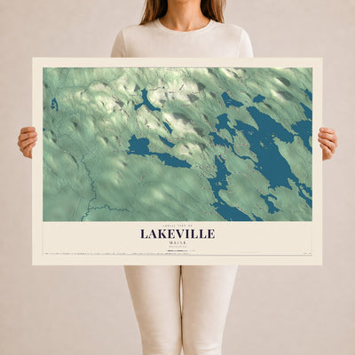 Lakeville, Maine map print - 24 x 36 archival matte print
