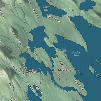 Terrain and local geography detail from the Lakeville, Maine map