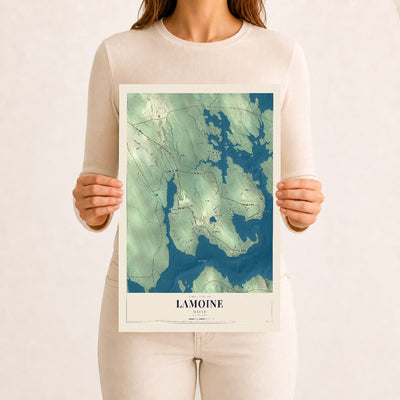 Lamoine, Maine map print - 12 x 18 archival matte print