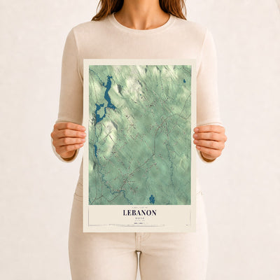 Lebanon, Maine map print - 12 x 18 archival matte print