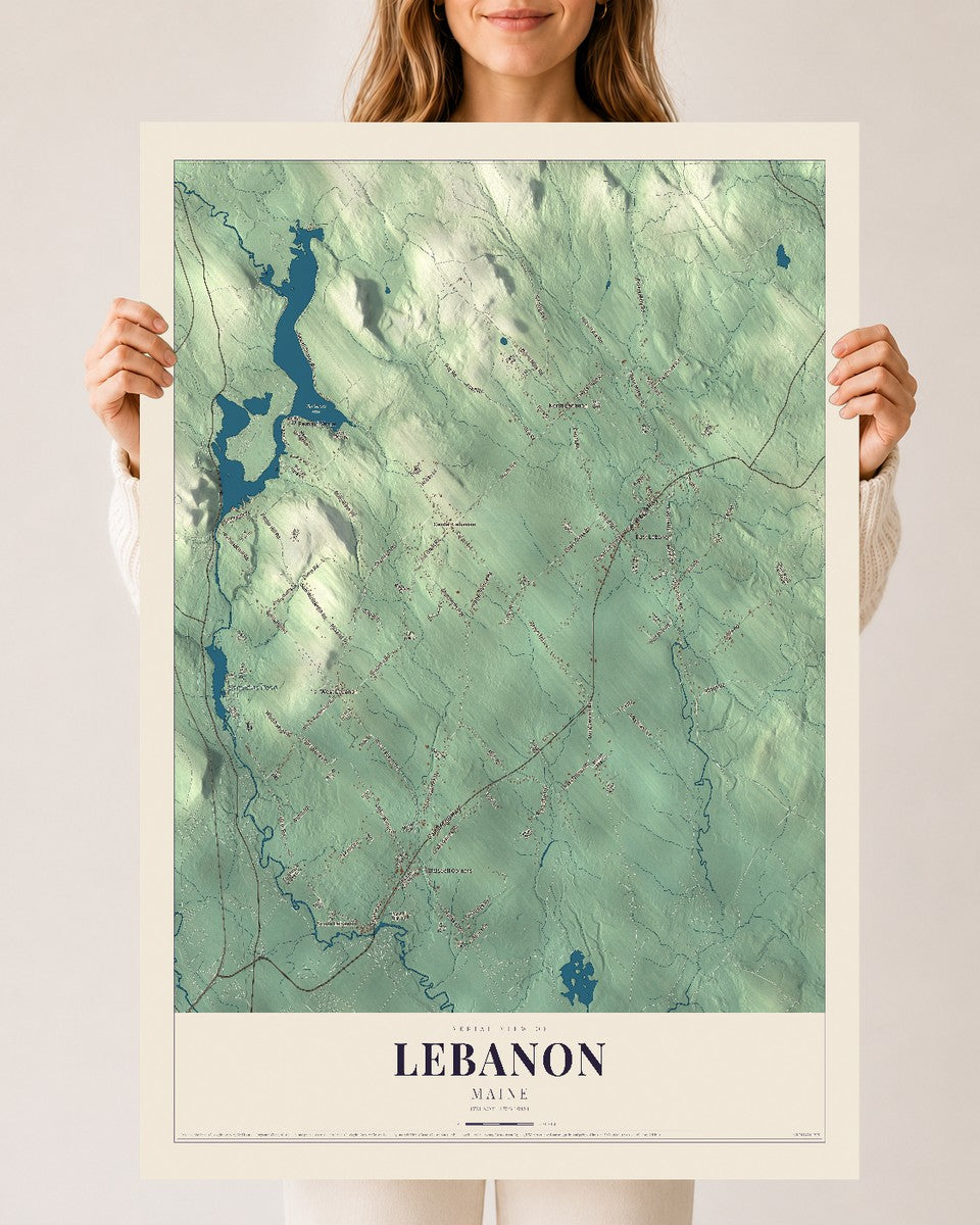 Lebanon, Maine map print - 24 x 36 archival matte print
