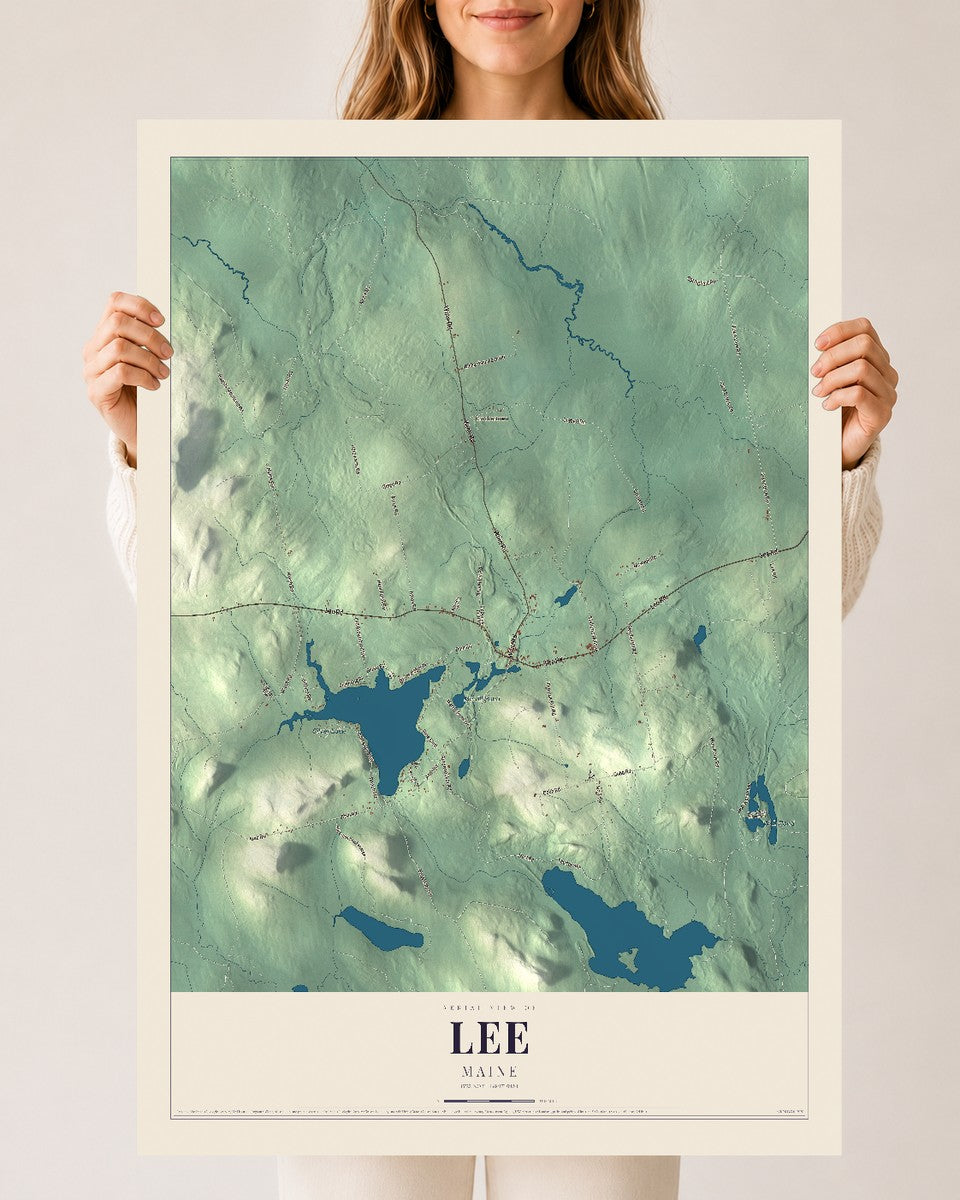 Lee, Maine map print - 24 x 36 archival matte print