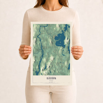 Leeds, Maine map print - 12 x 18 archival matte print
