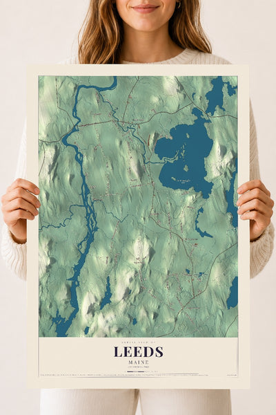 Leeds, Maine map print - 18 x 24 archival matte print