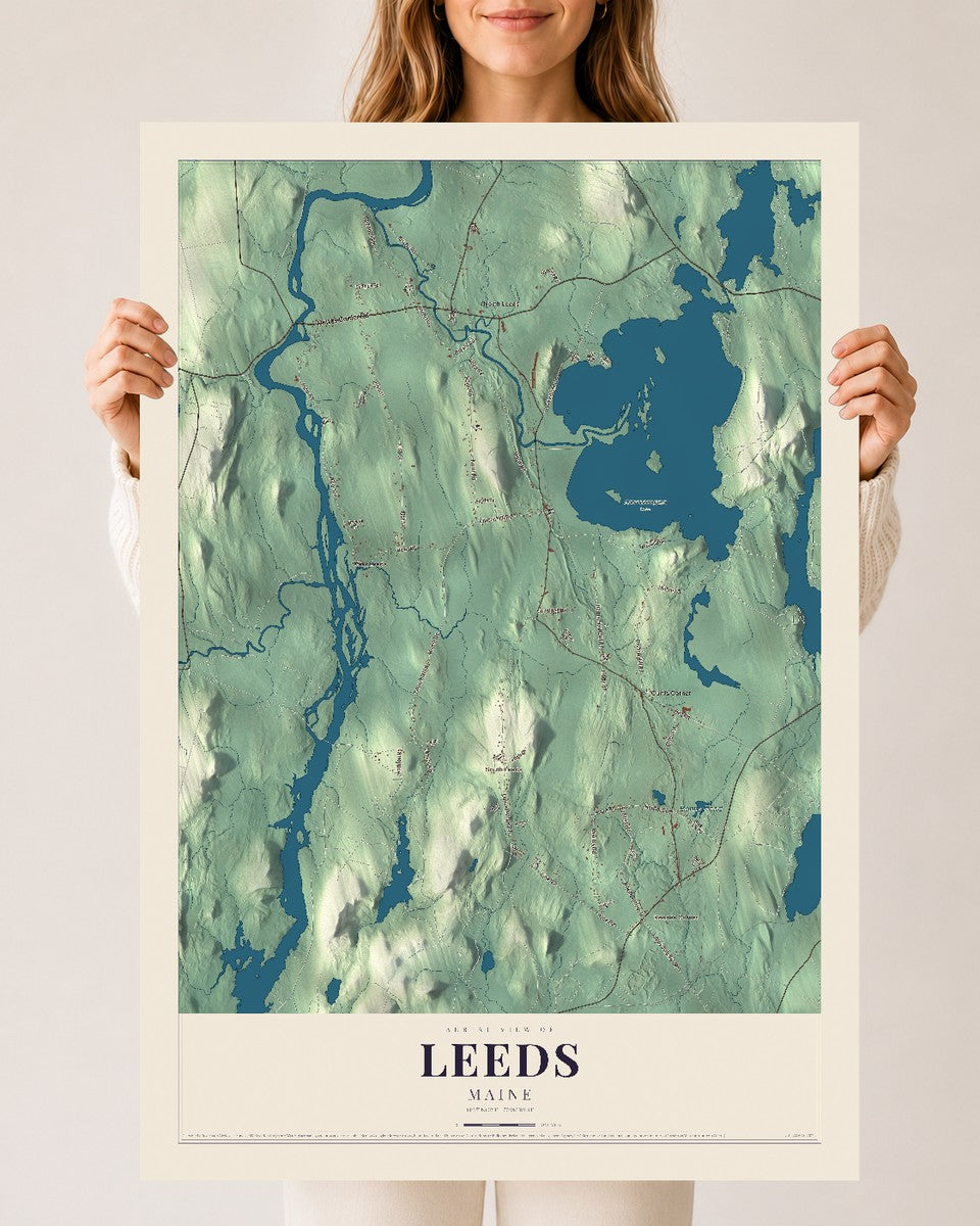 Leeds, Maine map print - 24 x 36 archival matte print