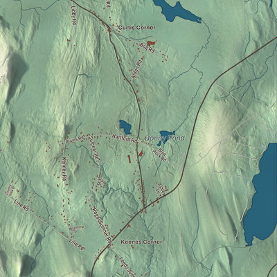 Terrain and local geography detail from the Leeds, Maine map