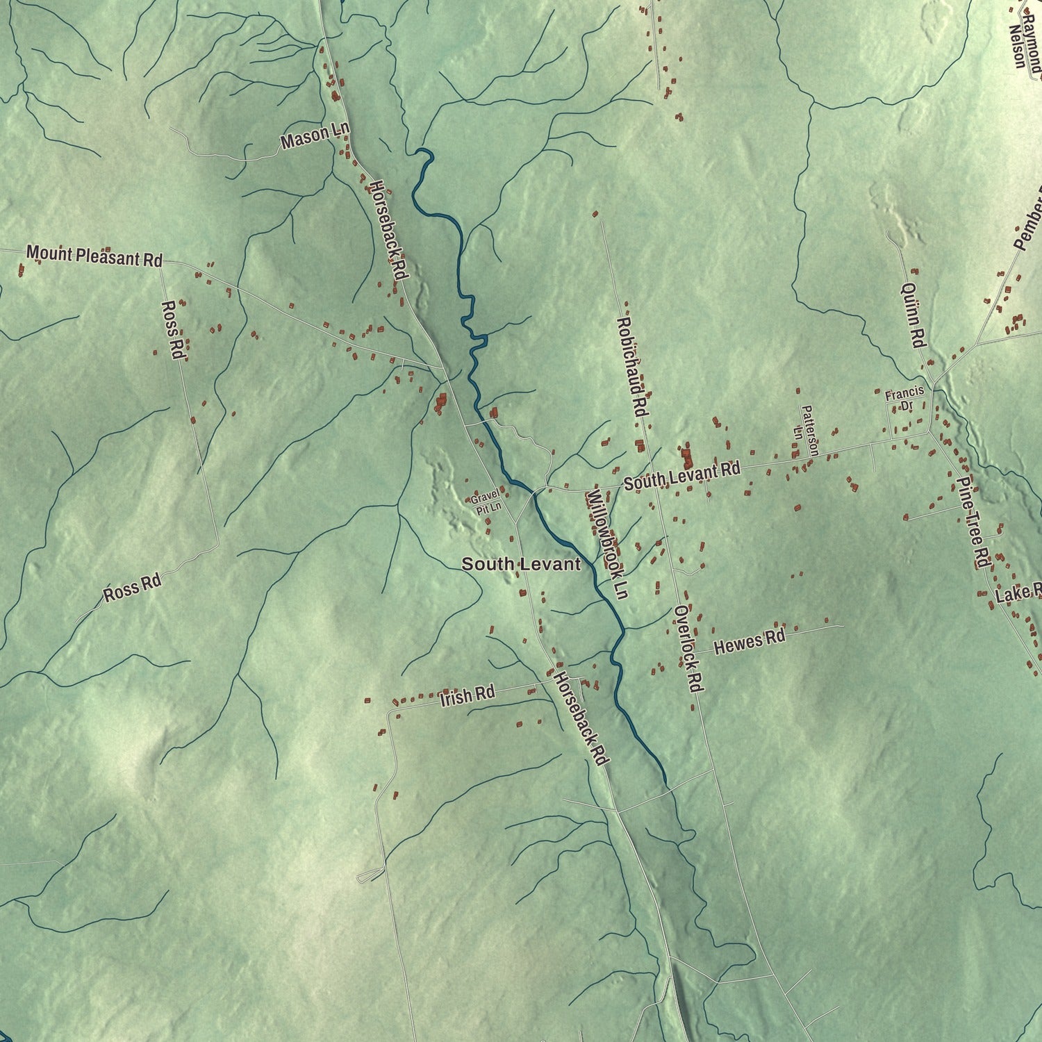 Street and neighborhood detail from the Levant, Maine map