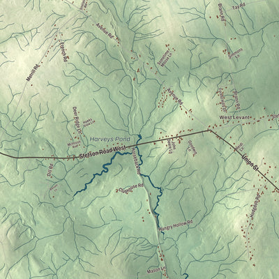 Terrain and local geography detail from the Levant, Maine map