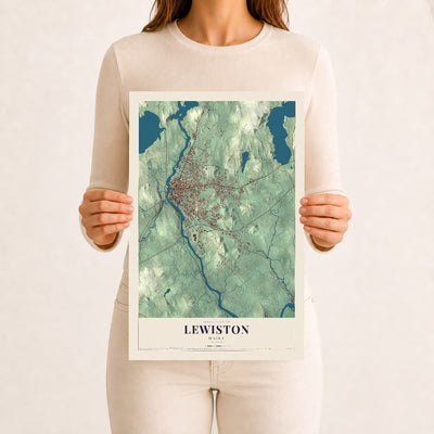 Lewiston, Maine map print - 12 x 18 archival matte print