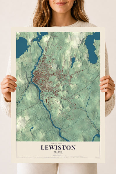 Lewiston, Maine map print - 18 x 24 archival matte print