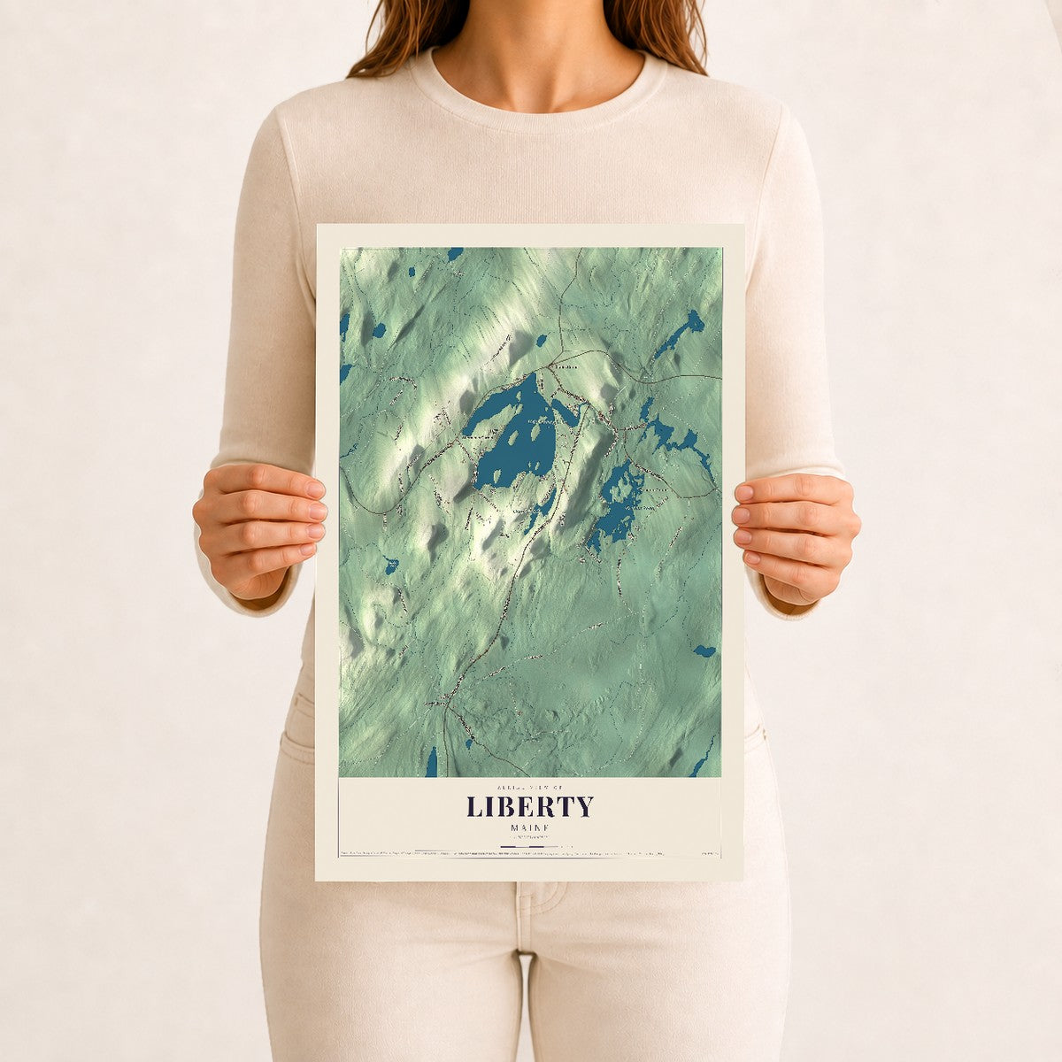 Liberty, Maine map print - 12 x 18 archival matte print