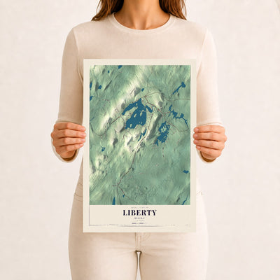 Liberty, Maine map print - 12 x 18 archival matte print