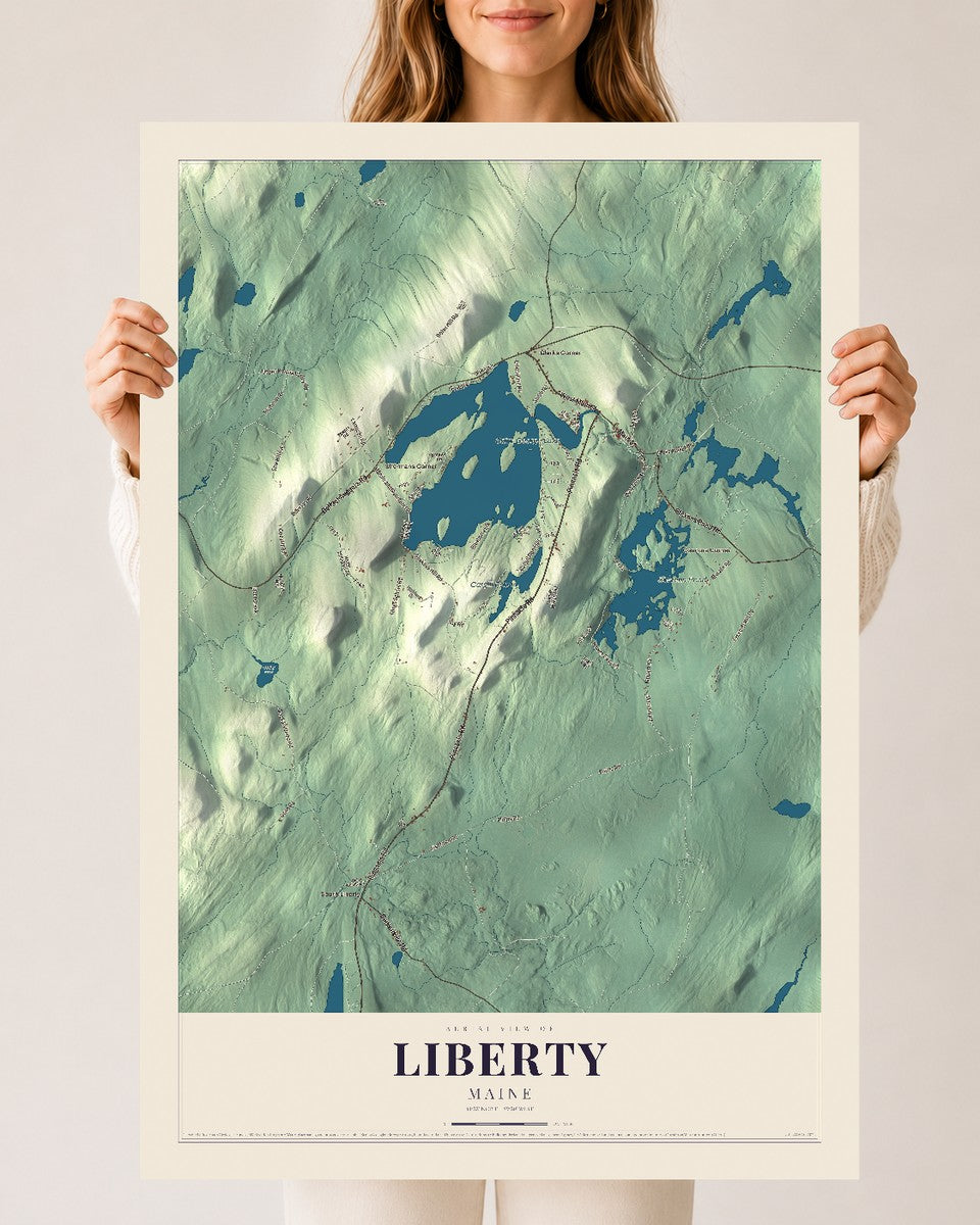 Liberty, Maine map print - 24 x 36 archival matte print