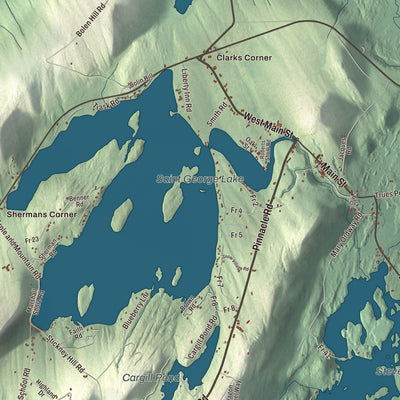 Terrain and local geography detail from the Liberty, Maine map
