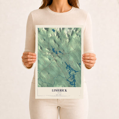 Limerick, Maine map print - 12 x 18 archival matte print