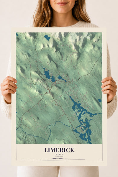 Limerick, Maine map print - 18 x 24 archival matte print
