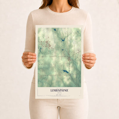Limestone, Maine map print - 12 x 18 archival matte print