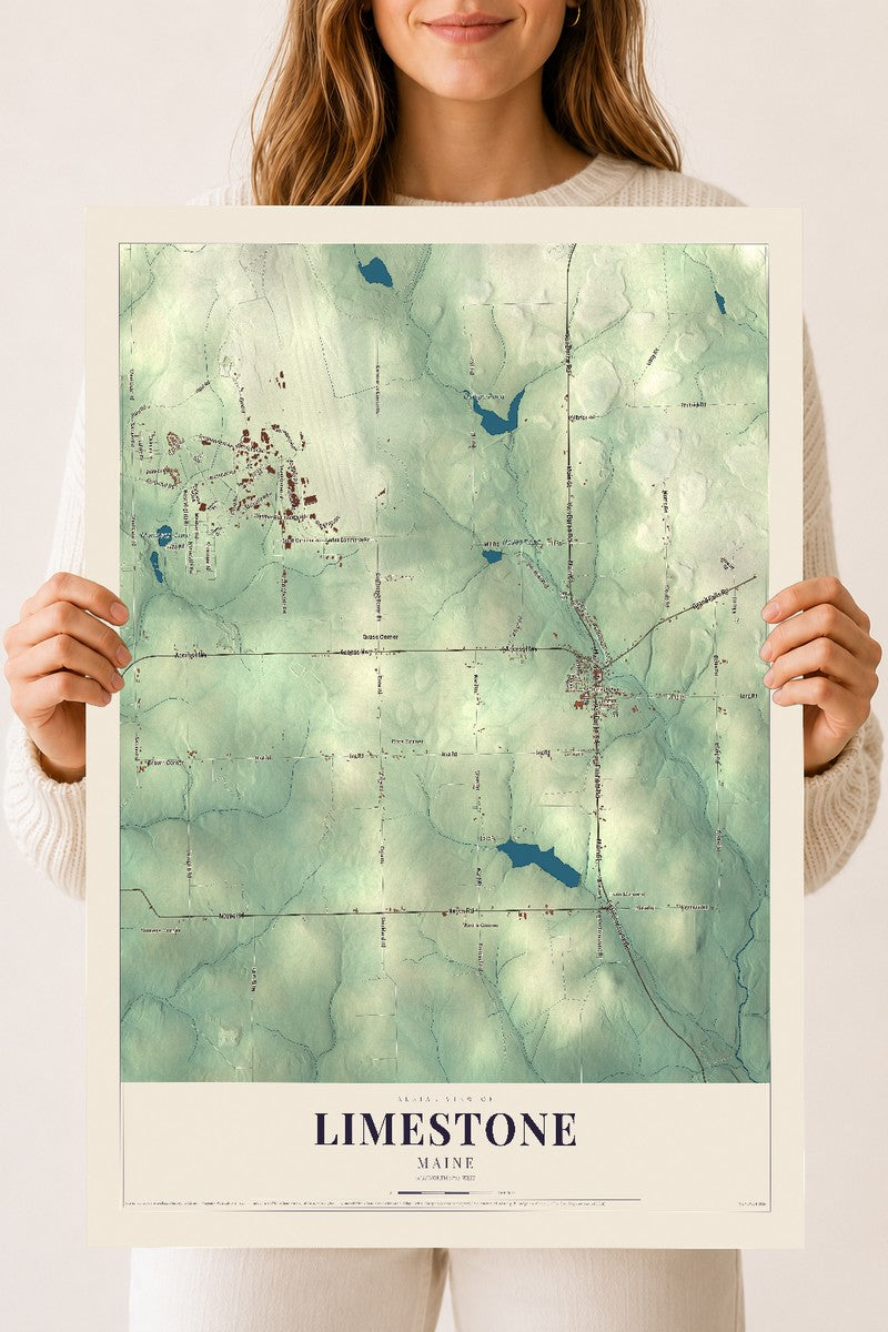 Limestone, Maine map print - 18 x 24 archival matte print