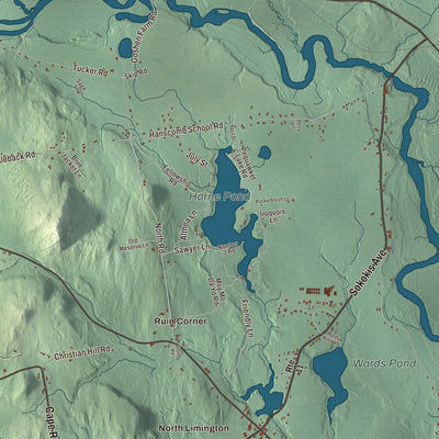Terrain and local geography detail from the Limington, Maine map