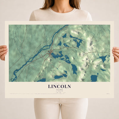 Lincoln, Maine map print - 18 x 24 archival matte print