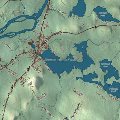 Terrain and local geography detail from the Lincoln, Maine map