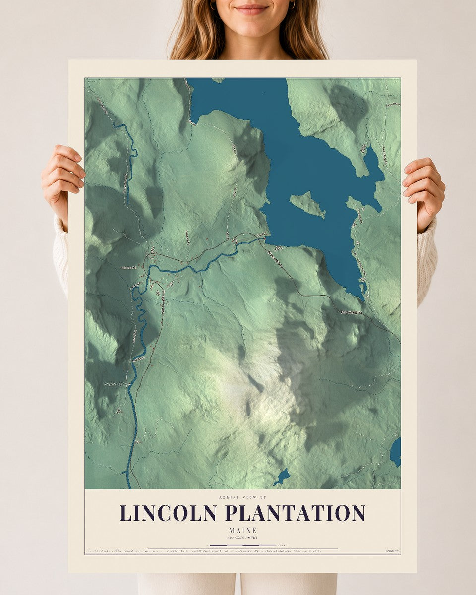 Lincoln Plantation, Maine map print - 24 x 36 archival matte print
