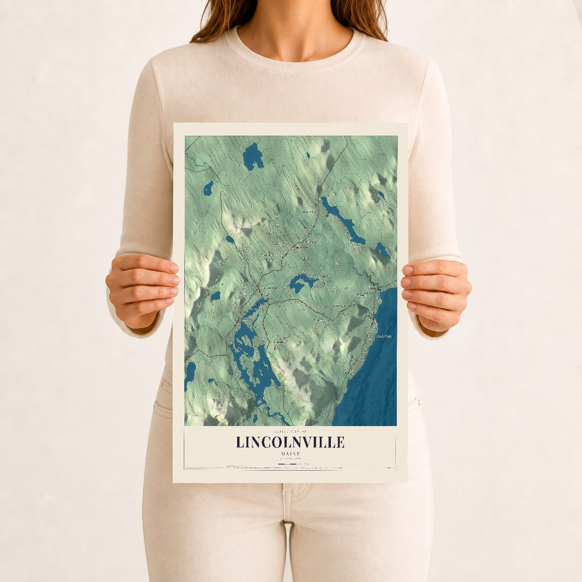 Lincolnville, Maine map print - 12 x 18 archival matte print