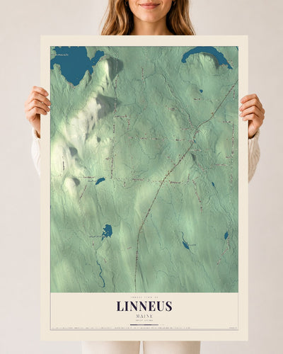 Linneus, Maine map print - 24 x 36 archival matte print
