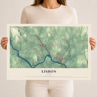 Lisbon, Maine map print - 12 x 18 archival matte print