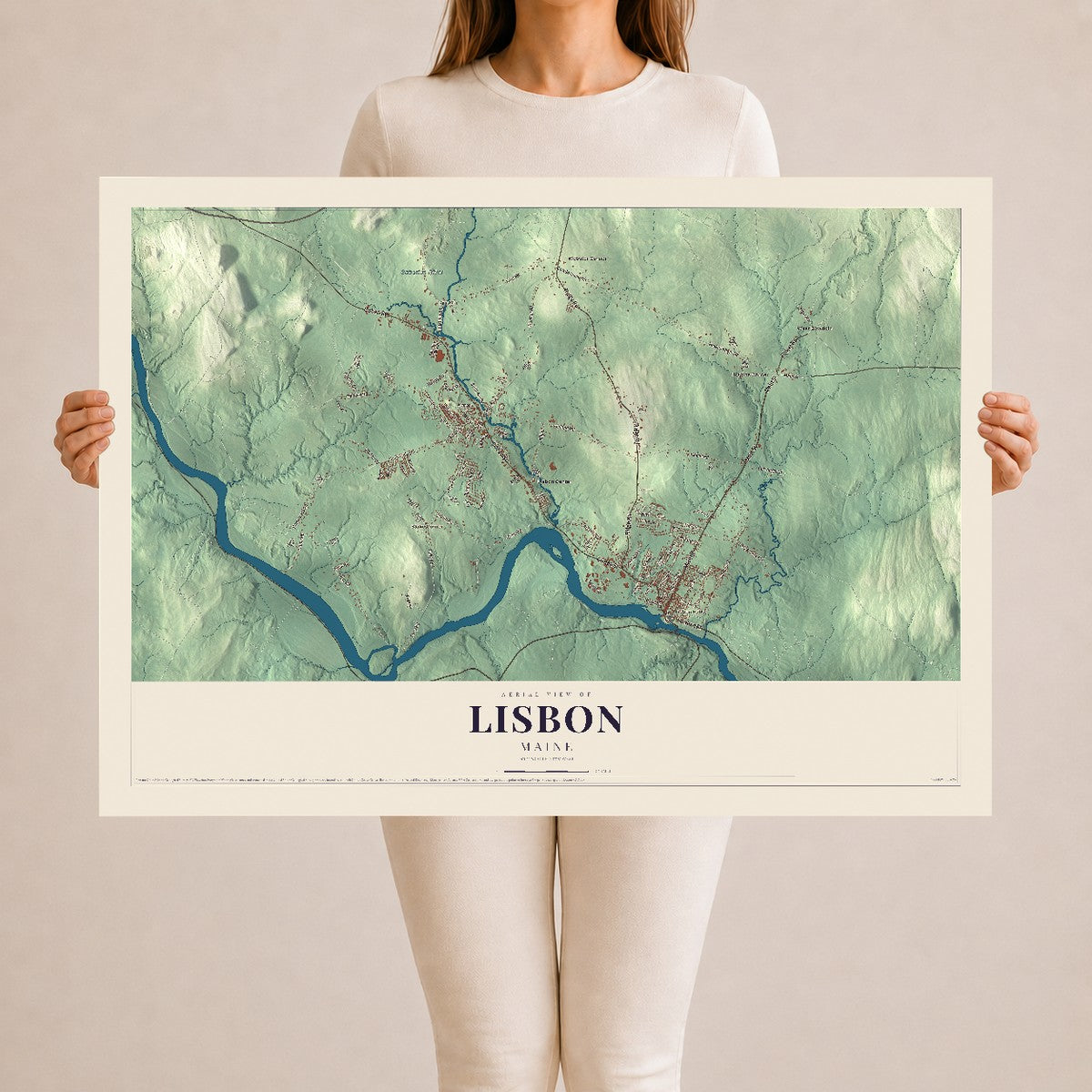 Lisbon, Maine map print - 24 x 36 archival matte print
