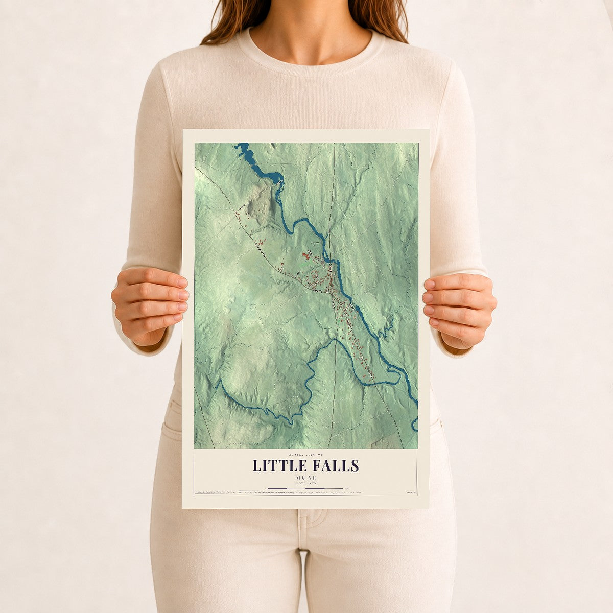 Little Falls, Maine map print - 12 x 18 archival matte print