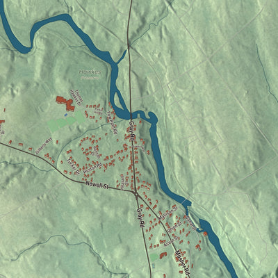 Terrain and local geography detail from the Little Falls, Maine map