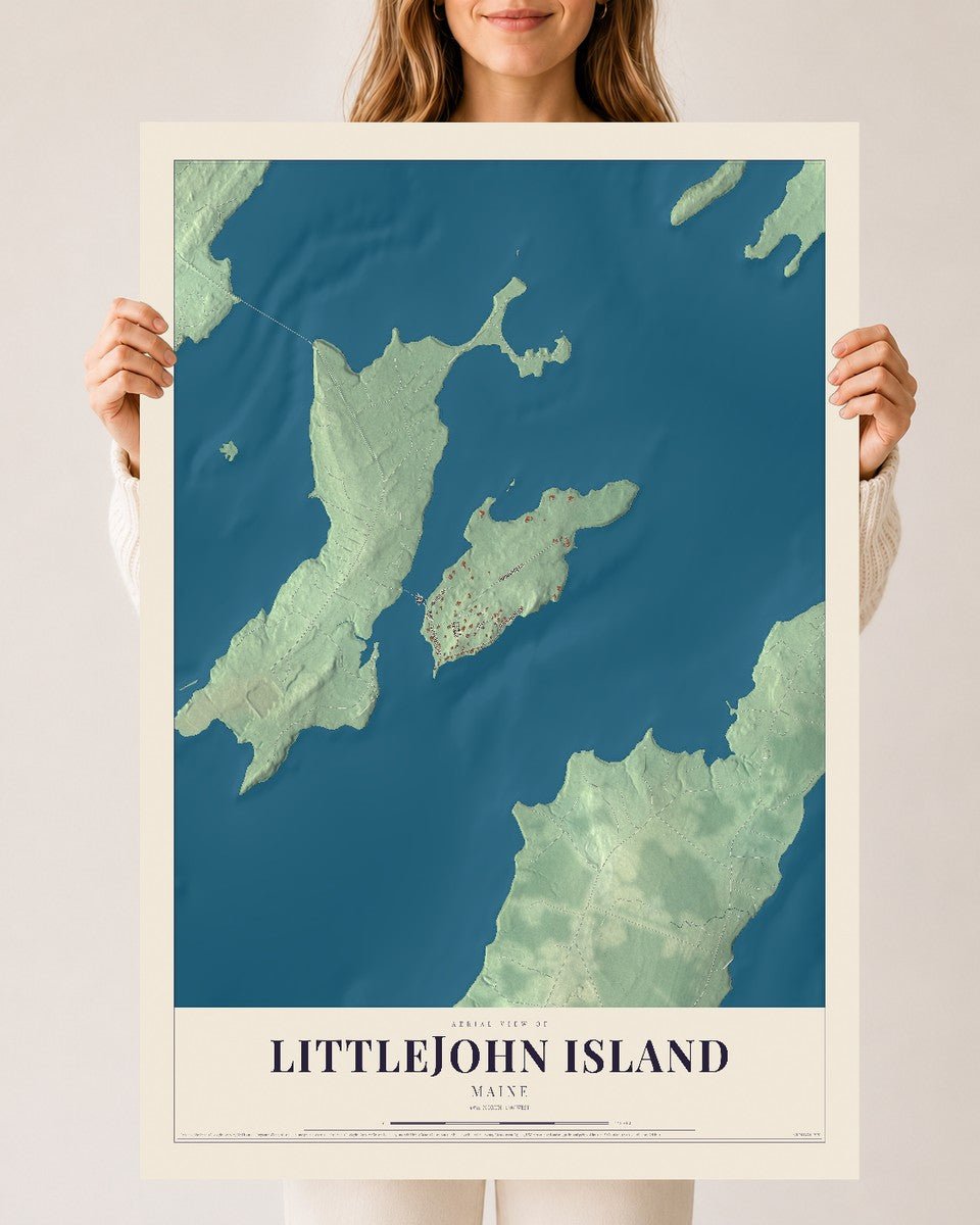 Littlejohn Island, Maine map print - 24 x 36 archival matte print