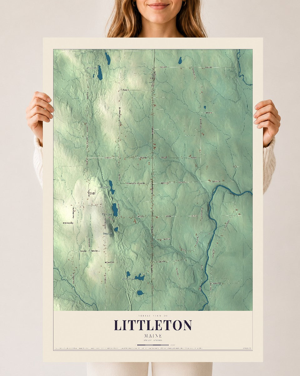 Littleton, Maine map print - 24 x 36 archival matte print