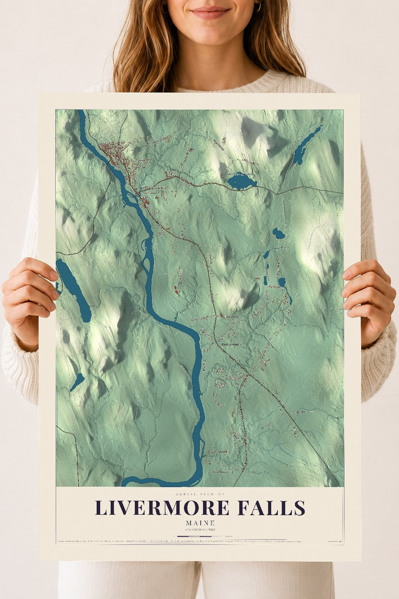 Livermore Falls, Maine map print - 18 x 24 archival matte print