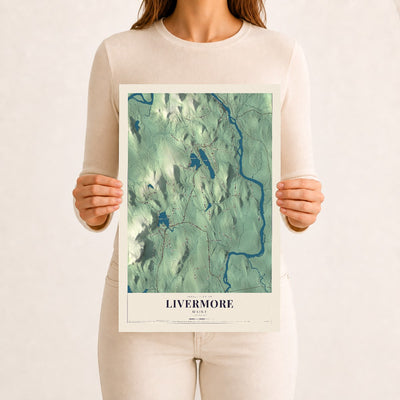 Livermore, Maine map print - 12 x 18 archival matte print