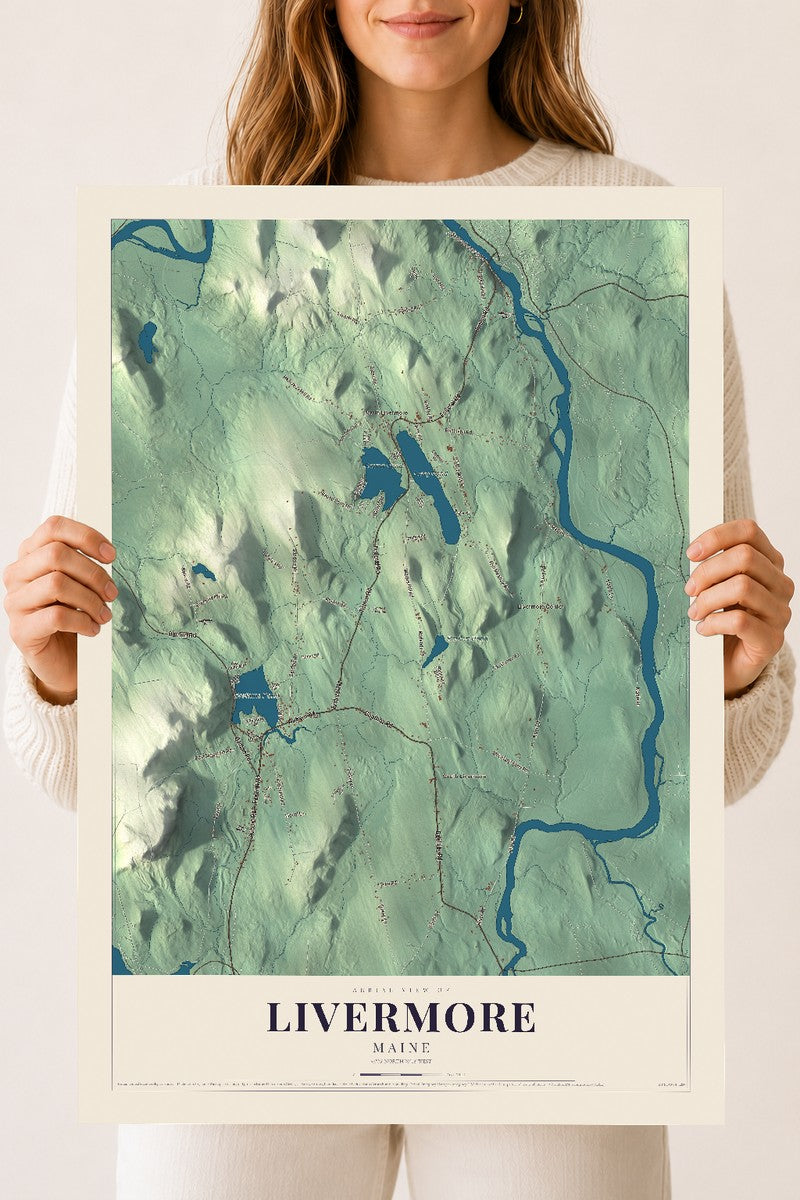 Livermore, Maine map print - 18 x 24 archival matte print