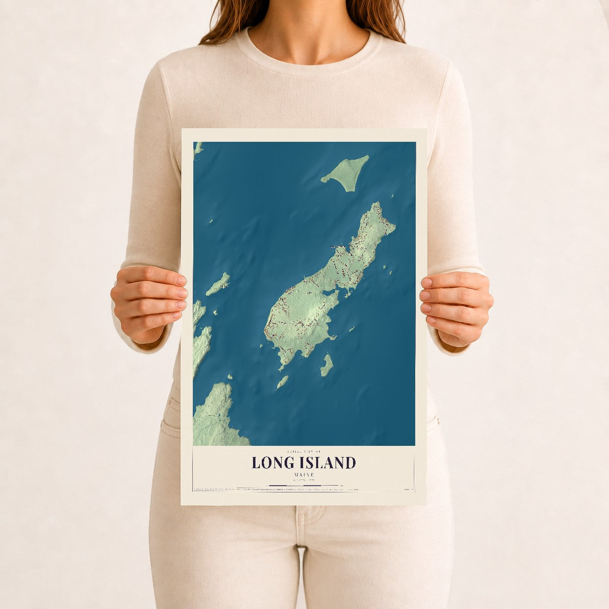 Long Island, Maine map print - 12 x 18 archival matte print