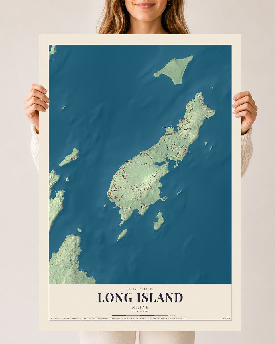 Long Island, Maine map print - 24 x 36 archival matte print