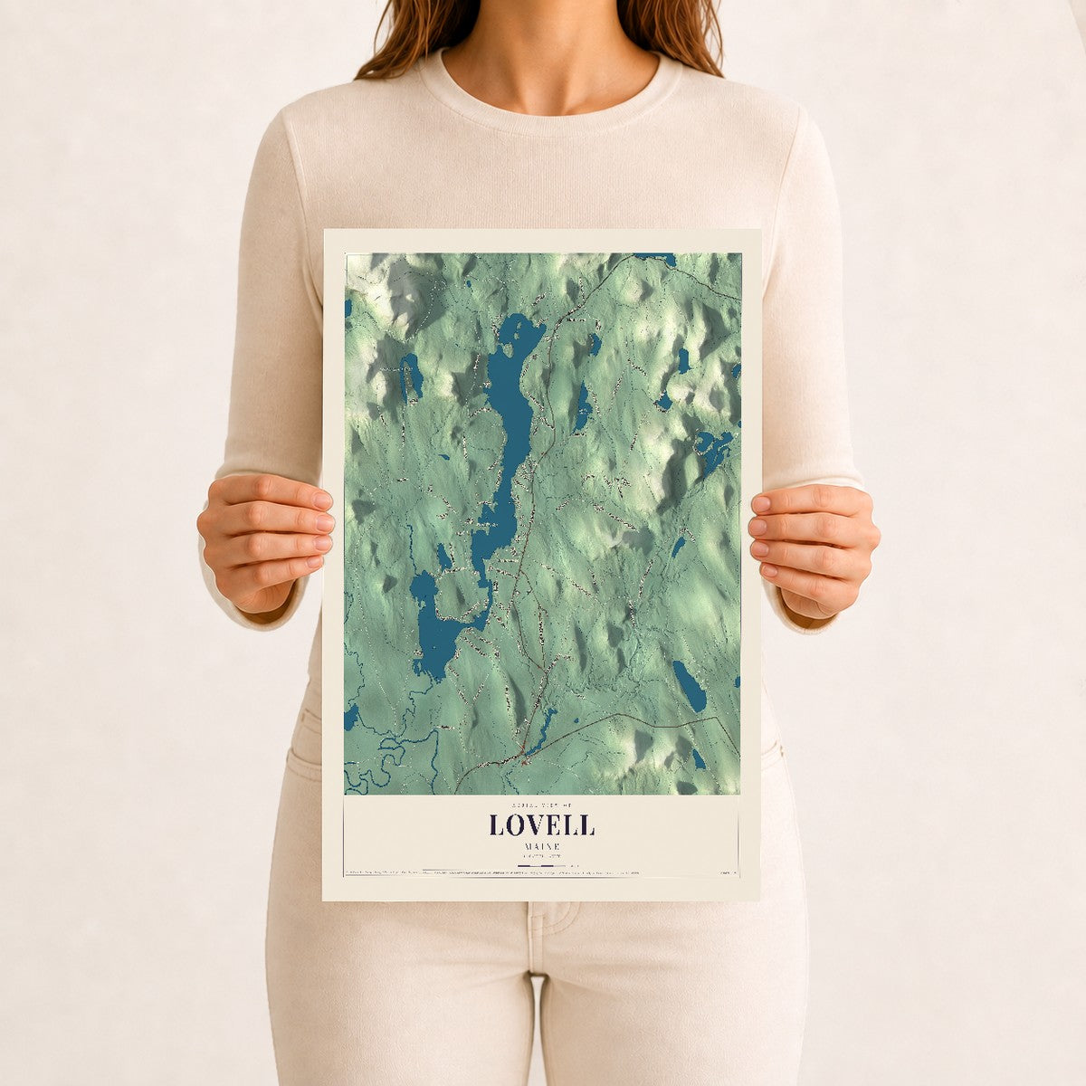 Lovell, Maine map print - 12 x 18 archival matte print