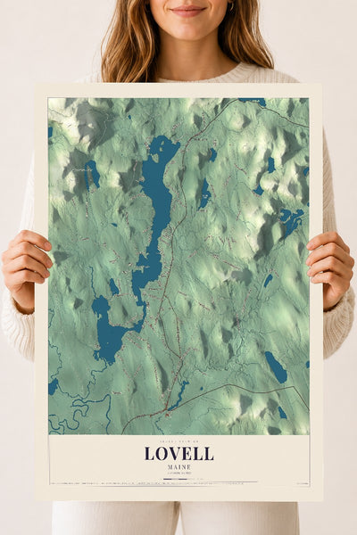 Lovell, Maine map print - 18 x 24 archival matte print