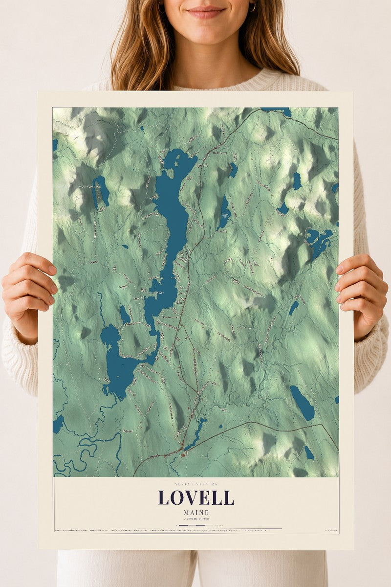 Lovell, Maine map print - 18 x 24 archival matte print