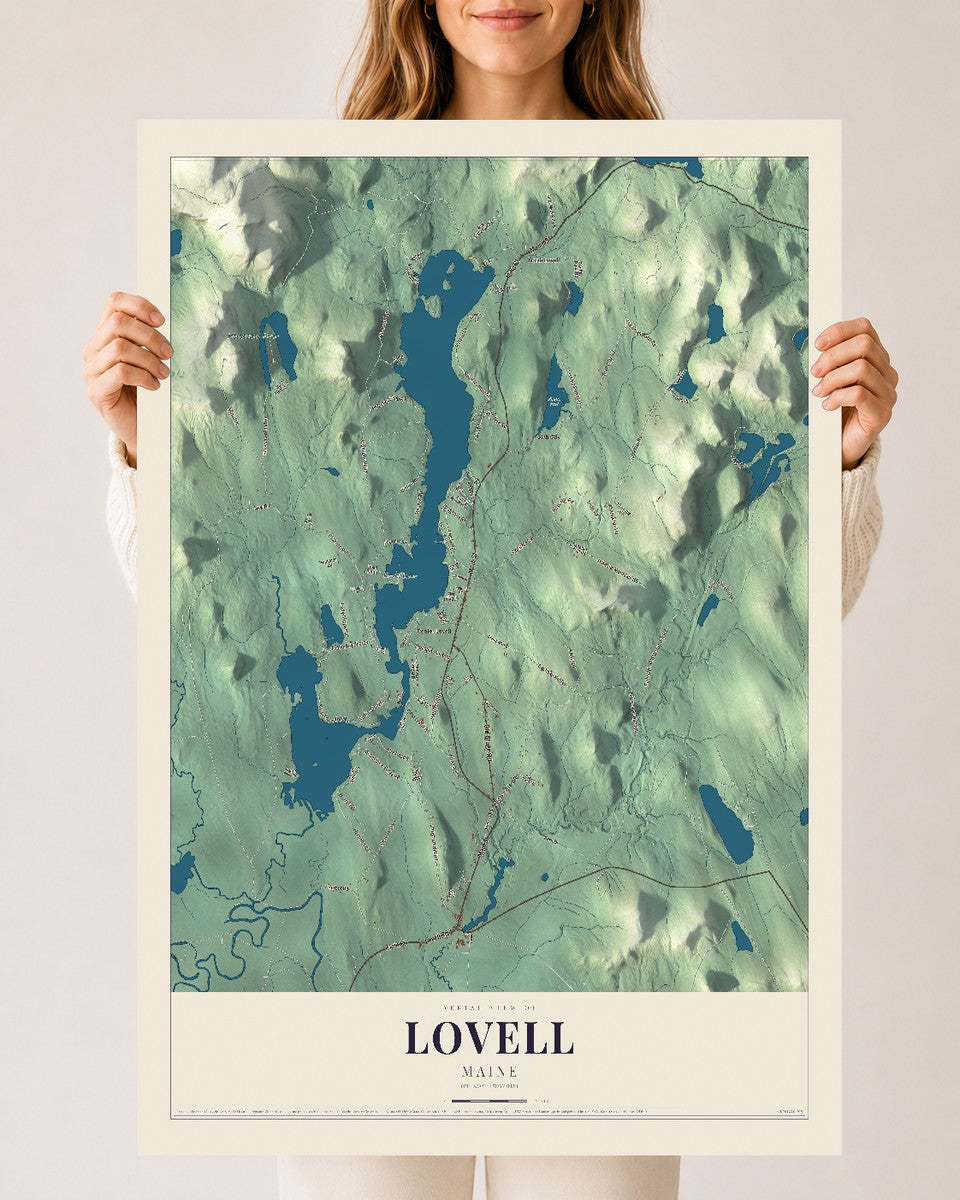 Lovell, Maine map print - 24 x 36 archival matte print