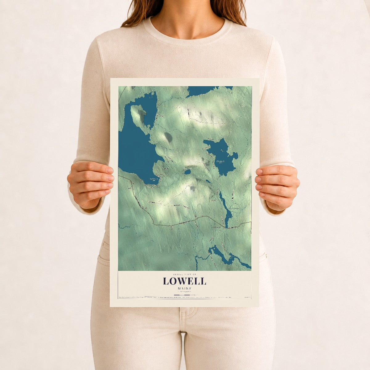 Lowell, Maine map print - 12 x 18 archival matte print