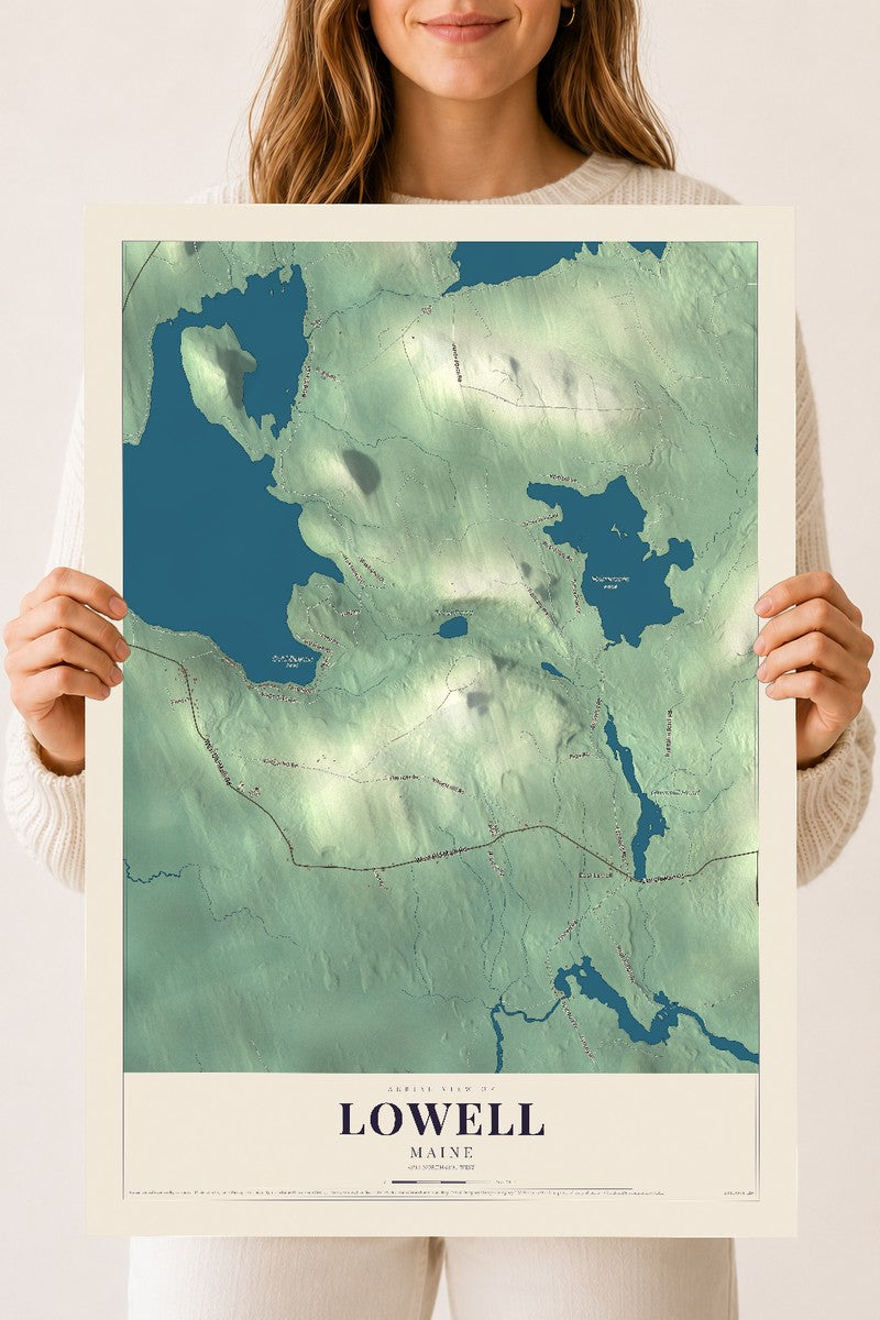Lowell, Maine map print - 18 x 24 archival matte print